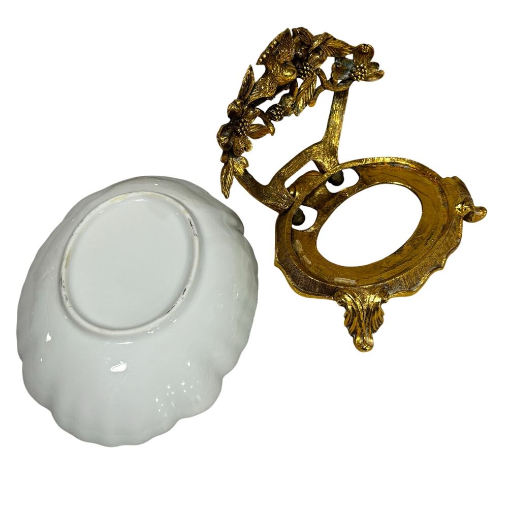 Vintage mid century Matson brand vanity set Old Hollywood Regency gold & white - Picture 11 of 16